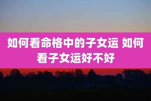 如何看命格中的子女运 如何看子女运好不好