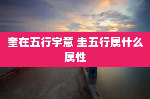 奎在五行字意 圭五行属什么属性