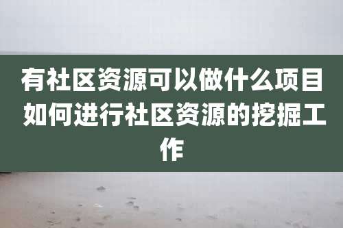 有社区资源可以做什么项目 如何进行社区资源的挖掘工作