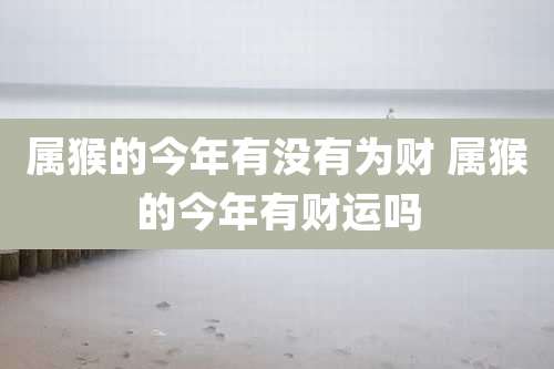 属猴的今年有没有为财 属猴的今年有财运吗
