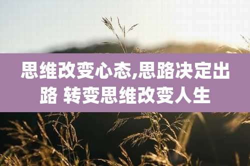 思维改变心态,思路决定出路 转变思维改变人生