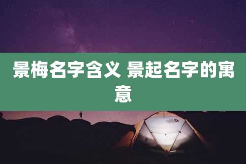 景梅名字含义 景起名字的寓意