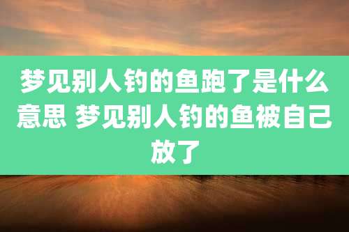 梦见别人钓的鱼跑了是什么意思 梦见别人钓的鱼被自己放了