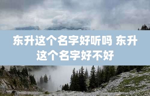 东升这个名字好听吗 东升这个名字好不好