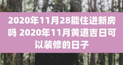 2020年11月28能住进新房吗 2020年11月黄道吉日可以装修的日子