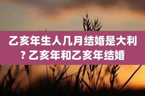 乙亥年生人几月结婚是大利? 乙亥年和乙亥年结婚