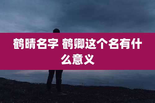 鹤晴名字 鹤卿这个名有什么意义