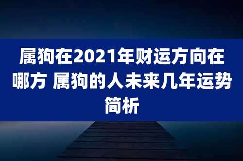 属狗在2021年财运方向在哪方 属狗的人未来几年运势简析