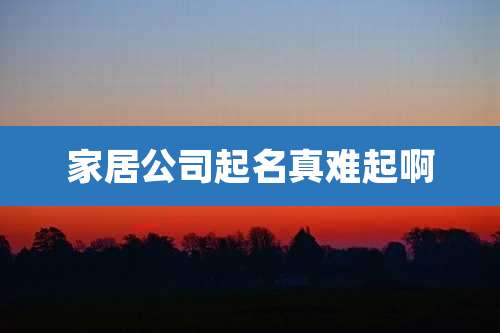 家居公司起名真难起啊