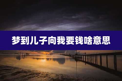 梦到儿子向我要钱啥意思