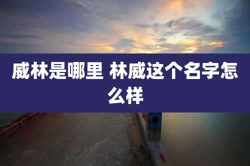 威林是哪里 林威这个名字怎么样