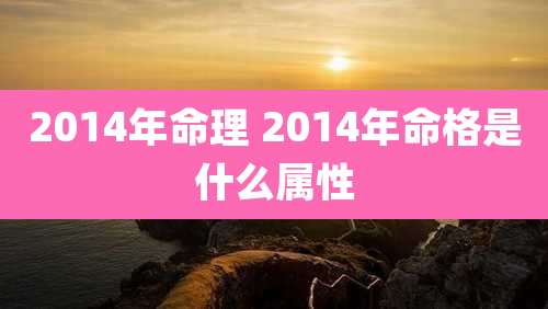 2014年命理 2014年命格是什么属性