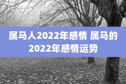 属马人2022年感情 属马的2022年感情运势