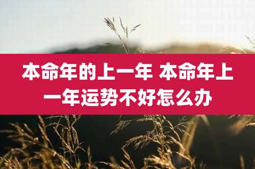 本命年的上一年 本命年上一年运势不好怎么办