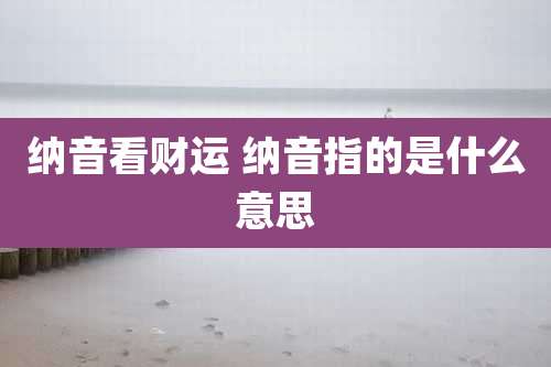 纳音看财运 纳音指的是什么意思