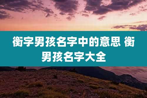 衡字男孩名字中的意思 衡男孩名字大全