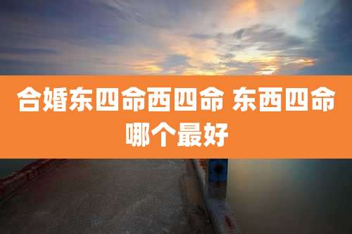 合婚东四命西四命 东西四命哪个最好