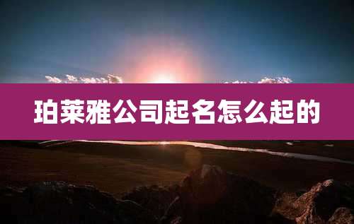 珀莱雅公司起名怎么起的