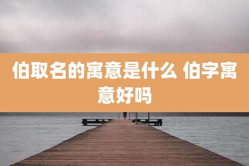 伯取名的寓意是什么 伯字寓意好吗