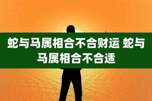 蛇与马属相合不合财运 蛇与马属相合不合适