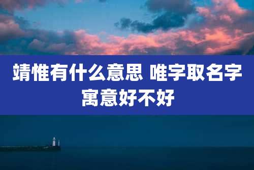 靖惟有什么意思 唯字取名字寓意好不好