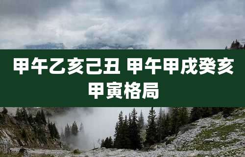 甲午乙亥己丑 甲午甲戌癸亥甲寅格局
