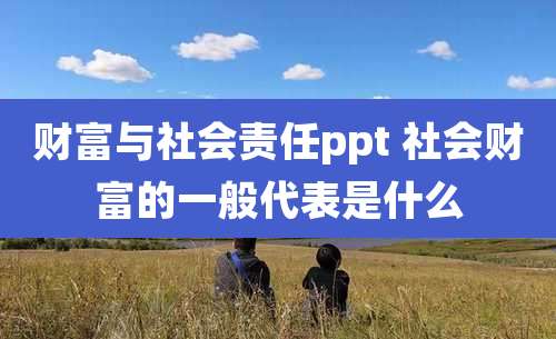财富与社会责任ppt 社会财富的一般代表是什么