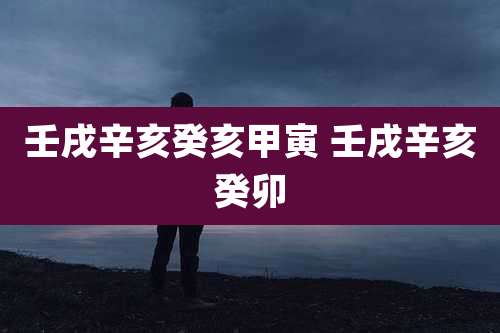 壬戌辛亥癸亥甲寅 壬戌辛亥癸卯