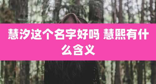 慧汐这个名字好吗 慧熙有什么含义