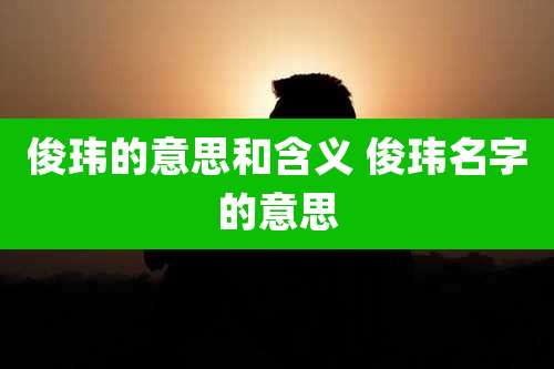 俊玮的意思和含义 俊玮名字的意思