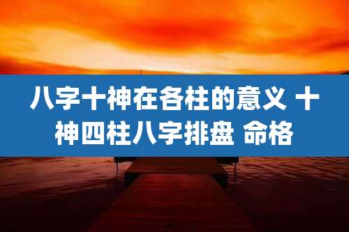 八字十神在各柱的意义 十神四柱八字排盘 命格