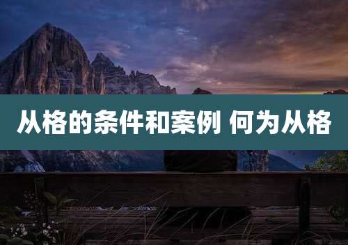 从格的条件和案例 何为从格