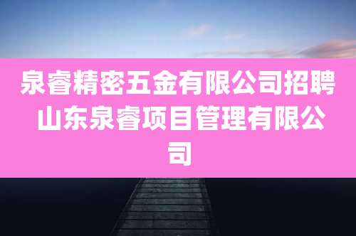 泉睿精密五金有限公司招聘 山东泉睿项目管理有限公司