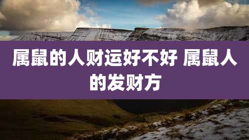 属鼠的人财运好不好 属鼠人的发财方