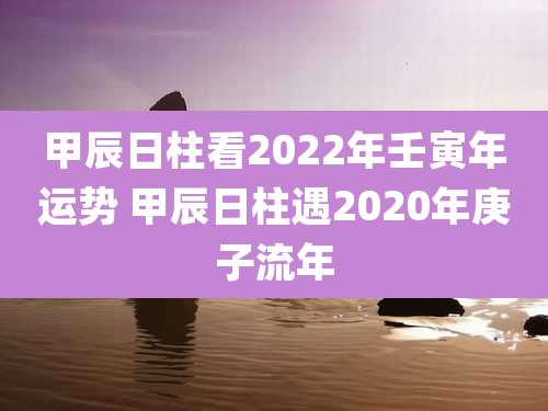 甲辰日柱看2022年壬寅年运势 甲辰日柱遇2020年庚子流年