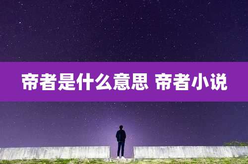 帝者是什么意思 帝者小说