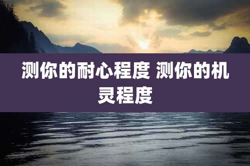 测你的耐心程度 测你的机灵程度