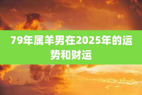 79年属羊男在2025年的运势和财运