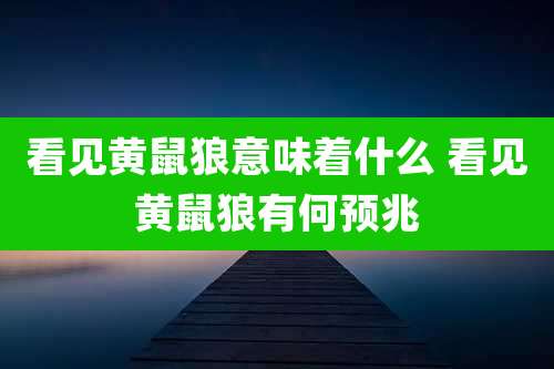 看见黄鼠狼意味着什么 看见黄鼠狼有何预兆