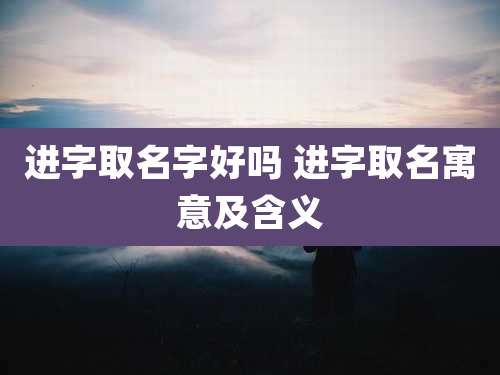 进字取名字好吗 进字取名寓意及含义