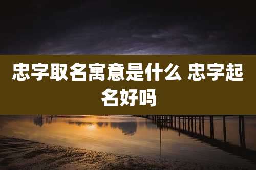 忠字取名寓意是什么 忠字起名好吗