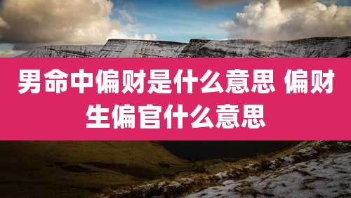 男命中偏财是什么意思 偏财生偏官什么意思