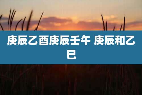 庚辰乙酉庚辰壬午 庚辰和乙巳