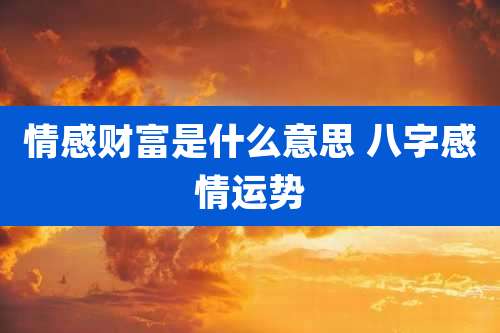 情感财富是什么意思 八字感情运势
