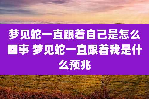 梦见蛇一直跟着自己是怎么回事 梦见蛇一直跟着我是什么预兆