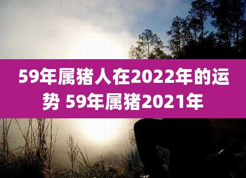 59年属猪人在2022年的运势 59年属猪2021年