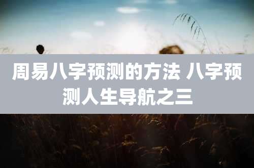 周易八字预测的方法 八字预测人生导航之三