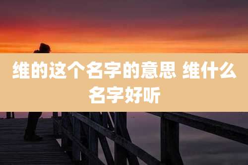 维的这个名字的意思 维什么名字好听