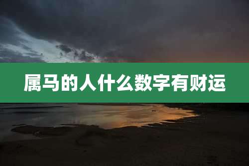 属马的人什么数字有财运