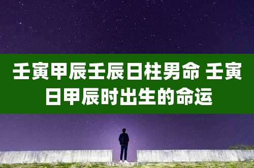壬寅甲辰壬辰日柱男命 壬寅日甲辰时出生的命运